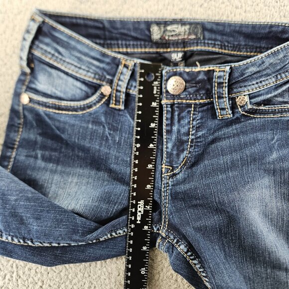 Silver Jeans Womens 26 (28x30) Blue Mod Rise Suki Super Skinny Embroidered - Picture 9 of 16